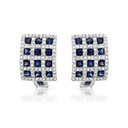 Checkered Pink Sapphire/Diamond Earrings In 18K White Gold | 287033