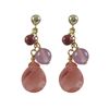 Image 1 : Cherry Quartz Semi Precious Stones On Gold Plated Sterling Silver Post Earrings, 1.22