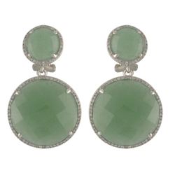 Green Aventurine W/ Diamonds Drop Earring In 14K White Gold | 421216