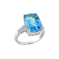 SS SWISS BLUE TOPAZ / WHITE TOPAZ RING - Size 7 (#9531SWWT)