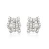 Image 1 : Baguette And Round-Cut Diamond Button Earrings In 18K White Gold | 220517