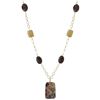 Image 1 : Assorted Semi Precious Teardrop Stone On Gold Tone Brass Chain- 30