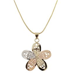 Gold Filled Tri Color Flower Pendant