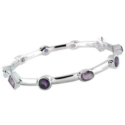 FINE SILVER AMETHYST BANGLE BRACELET (#3790A)