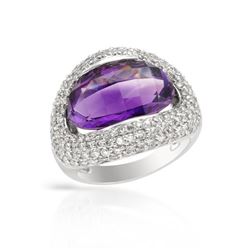 Antique Pave-Set Ring W/ Amethyst In 14K White Gold | 333839