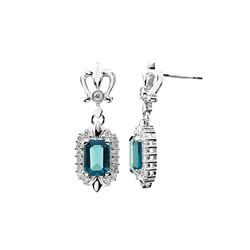 1/3CT DIAMOND/ LONDON BLUE TOPAZ SILVER EARRINGS (#5649LDN)