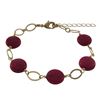 Image 1 : Garnet Semi Precious 10Mm Round Flat Stones On Gold Plated Brass Link Chain, Bracelet, 7&Quot; 1&Quo