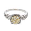 Image 1 : Round-Cut Cushion-Shaped Cluster Diamond Ring In 14K White And Yellow Gold | 438522