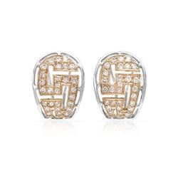 Geometric Pattern Diamond Button Earring In 18K Two-Tone Rose Gold | 279539