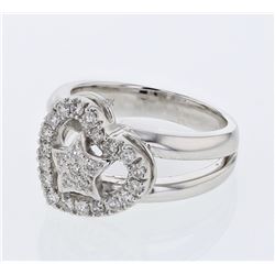 Split-Shank Heart & Star Pave Diamond Ring  In 18K White Gold | 323949