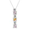 Image 1 : Multi-Colored Sapphire W/ Gems Slider W/ Chain In 14K White Gold | 269270