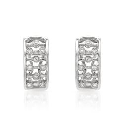 Layered Bezel-Set Diamond Earrings In 14K White Gold | 213520