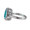 Image 2 : Aqua Square CZ, Surrounded With White Czs, Sterling Silver Ring Size 7