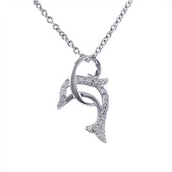 Sterling Silver CZ Dolphin Pendant