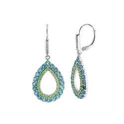 SS SWISS BLUE TOPAZ / PERIDOT / DIA LEVERBK EARRINGS (#7134MUL)