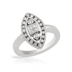 Marquee-Shaped Fashion Diamond Ring In 18K White Gold | 257148