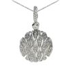 Image 1 : 14K White Gold Puffed Round Diamond Pendant With 18" Chain