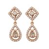 Image 2 : Rose Plated Sterling Silver Post Earrings With Teardrop And Round White CZ, 0.98"