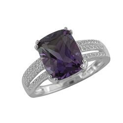 SS AMETHYST / DIAMOND RING - Size 7 (#10183A)