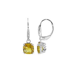 SILVER CITRINE / DIAMOND LEVERBACK EARRINGS (#7063C)