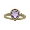 Image 1 : 14K Yellow Gold Pear Shaped Amethyst And Diamond Ring