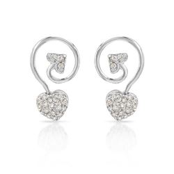 Heart And Arrow Tail Button Diamond Earring In 14K White Gold | 279882