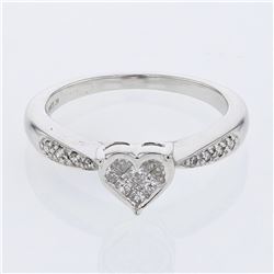 Heart Invisible-Set Princess Cut Diamond Ring  In 10K White Gold | 339763