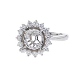 Round-Cut Prong-Set Halo Diamond Semi Mount  In 14K White Gold | 419609