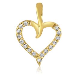 14K Yellow Gold Diamond Heart Pendant With 18" Chain