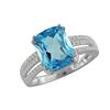 Image 1 : SS SWISS BLUE TOPAZ / DIAMOND RING - Size 7 (#10183SW)