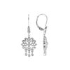 Image 1 : SILVER DIAMOND FLOWER DANGLE LEVERBACK EARRINGS (#8769D)