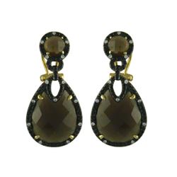 Smoky Topaz W/ Diamonds Drop Earring In 14K Rose Gold | 421109