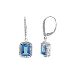 SS SWISS BLUE TOPAZ / WHITE TOPAZ LEVERBK EARRINGS (#9496SWWT)