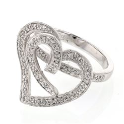 Conjoined Hearts Prong-Set Diamond Ring In 18K White Gold | 329728