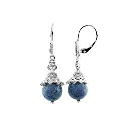 1/4CT DIAMOND/ LAPIS SILVER LEVERBACK EARRINGS (#5662LAP)