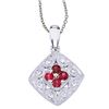 Image 1 : 14K White Gold Ruby And Diamond Filigree Pendant With 18" Chain