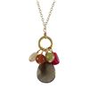 Image 1 : Smoky Semi Precious Stones Combination On Gold Plated Brass Donut Ring Necklace, 16&Quot; 2&Quot;
