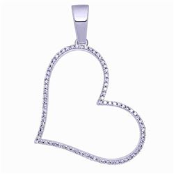 Heart Shaped White Diamond Pendant In 14K White Gold |436728