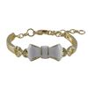 Image 1 : White Enamel Bow, Gold Plated Brass Bangle Bracelet, 4&Quot; 1&Quot;