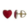 Image 1 : Red Enamel 7X8mm Heart Stud, Gold Plated Sterling Silver Post, Screw Back Earrings