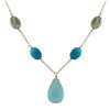 Image 1 : Blue Chalcedony Teardrop Semi Precious Stone Y Necklace, Gold Plated Brass Chain, 18