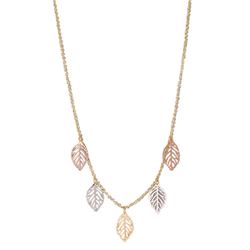 Tri Color Leaves Charm Necklace