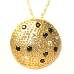 Gold Black Wht CZ Necklace