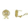 Image 1 : Gold Tone Sterling Silver Round Post Clip Earrings With CZ -0.6"