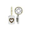 Image 1 : SS/GOLD WHEEL W/BROWN DIA HEART DOG TAG DANGLE (#368D-BR)