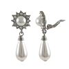Image 1 : White Glass Faux Pearl With Crystals And Pearl Teardrop Design Clip Earrings- 1.65