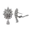 Image 1 : Sterling Silver CZ Cluster With Dangling Teardrop CZ Post Clip Earrings, 1.14