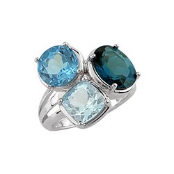 SS SWISS BLUE TOPAZ / SKY BLUE TOPAZ / LONDON BLUE TOPAZ RING - Size 7 (#8615MUL)