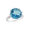 Image 1 : SILVER SWISS BLUE TOPAZ / DIAMOND RING - Size 7 (#8815SW)