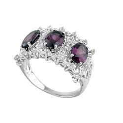 SS RHODOLITE / WHITE TOPAZ RING - Size 7 (#9973MUL)